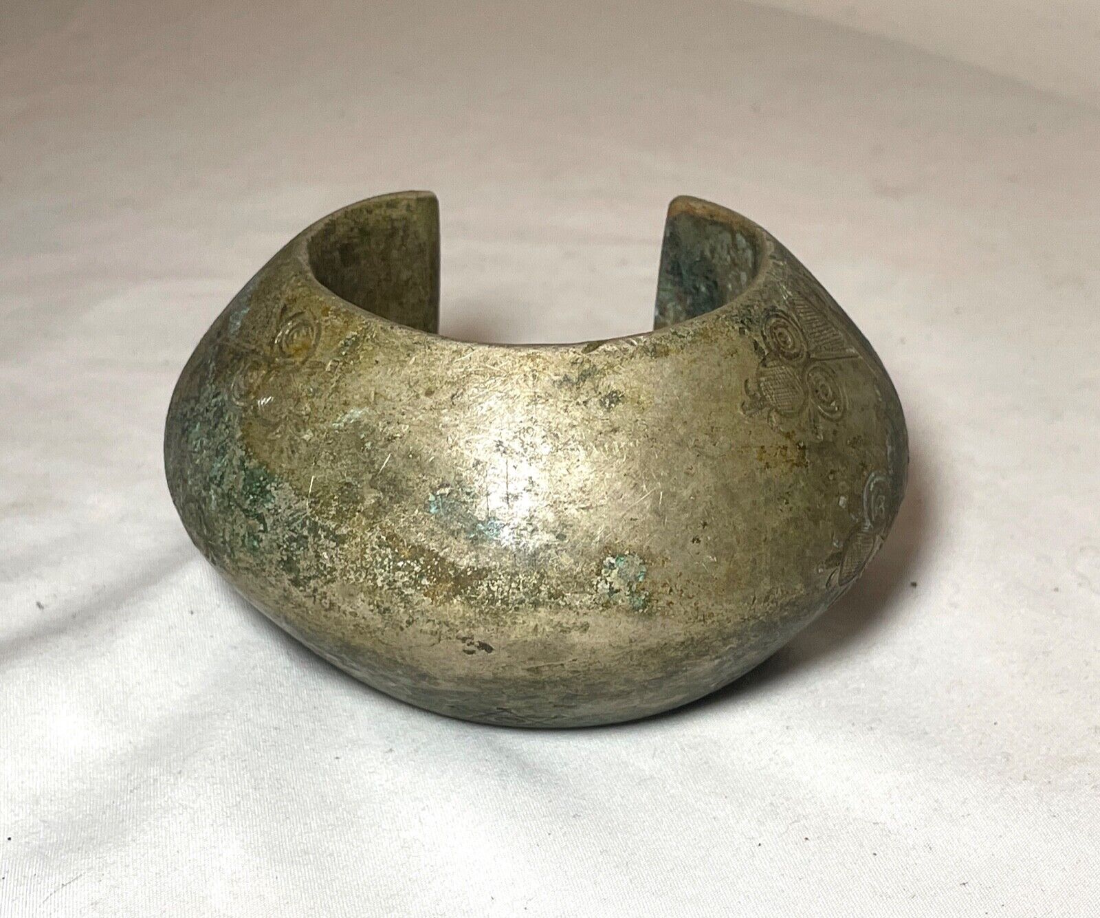 1800s Antique African Niger Baoulé Dogon Bronze Manilla Currency Bracelet nickel