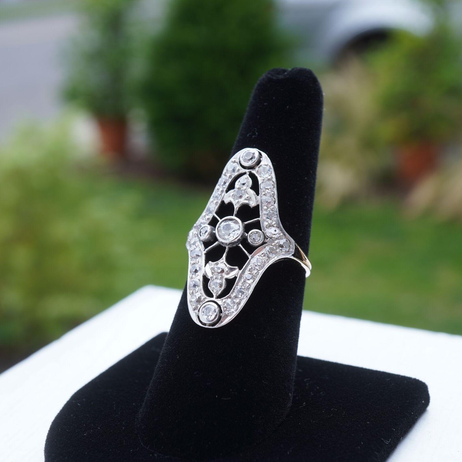 Dazzling Antique Edwardian 1900's 14k Solid Yellow Gold Diamond Ring