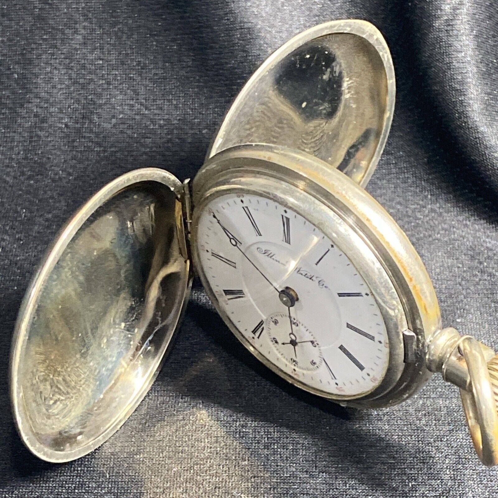 Illinois Pocket Watch Lever Set 18s 17j Silverine Cantonic 1900’s Parts Repair