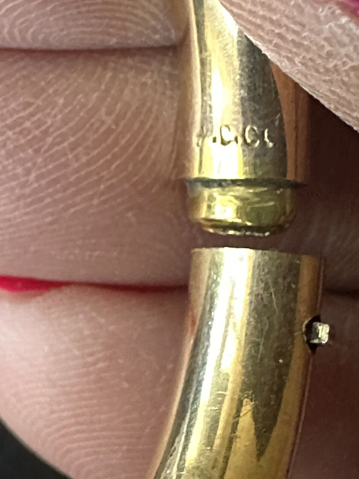 Antique 14K Yellow Gold Childs Baby Latch Bangle Bracelet 1900s Etched Floral