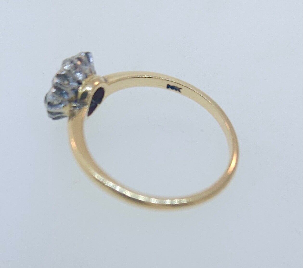 Antique Victorian 1800's Platinum & 14K Yellow Gold Diamond Cluster ring