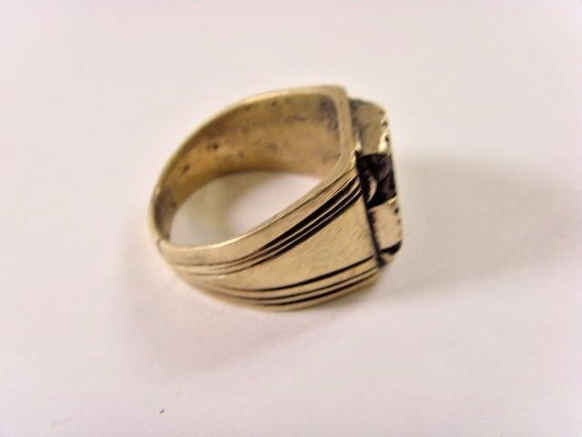 1700s antique kuchi tribal amethyst tile ring 8.5 sz central Asia dagestan 47083