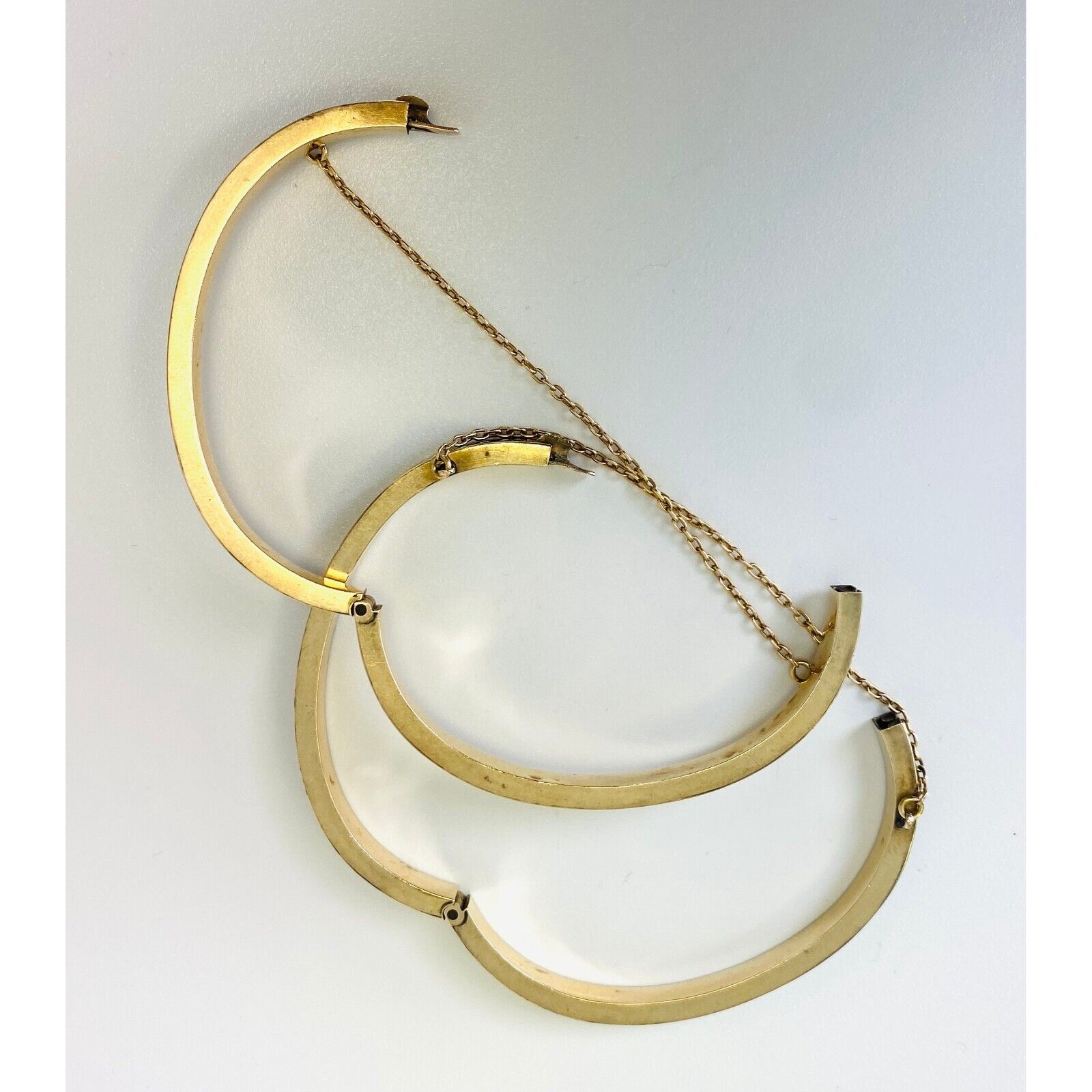 1800s 10k Yellow Gold Antique Victorian Wedding Bracelets Bangles black enamel