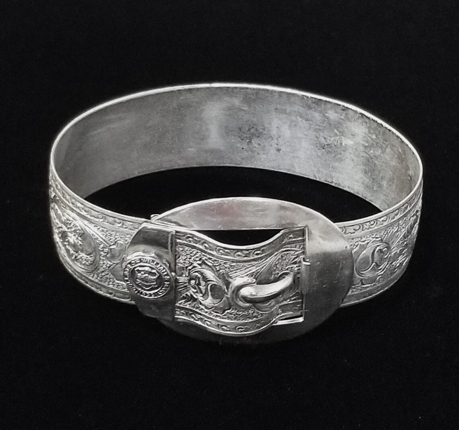 RARE Antique Silver Buckle Bracelet COLLEGE of WILLIAM & MARY Seal 1693