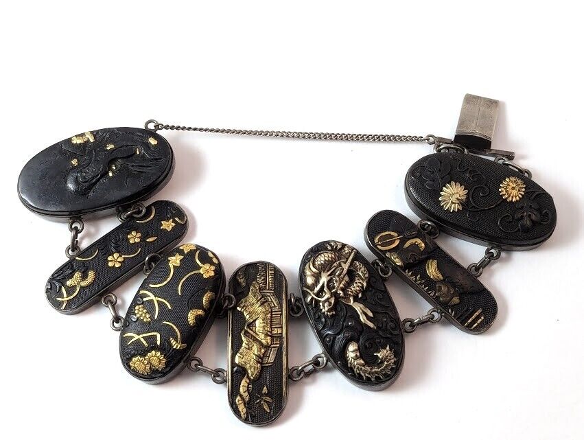 Antique Shakudo Bracelet, 1900's, Vintage Jewelry