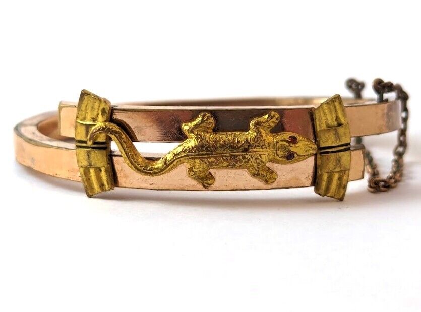 Victorian Gold-Filled Bracelet with Lizard, 1900's, Vintage Jewelry