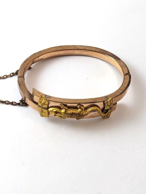 Victorian Gold-Filled Bracelet with Lizard, 1900's, Vintage Jewelry