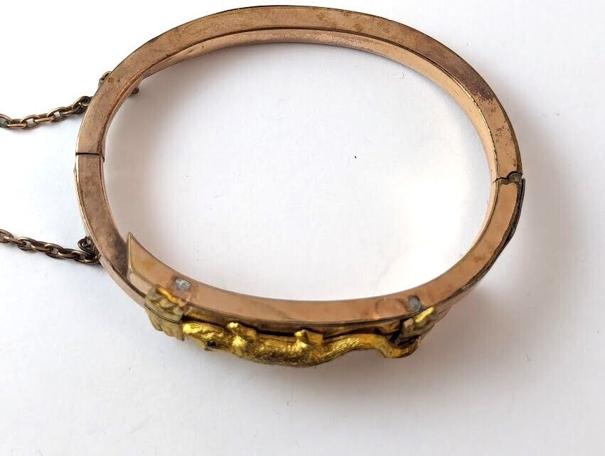 Victorian Gold-Filled Bracelet with Lizard, 1900's, Vintage Jewelry