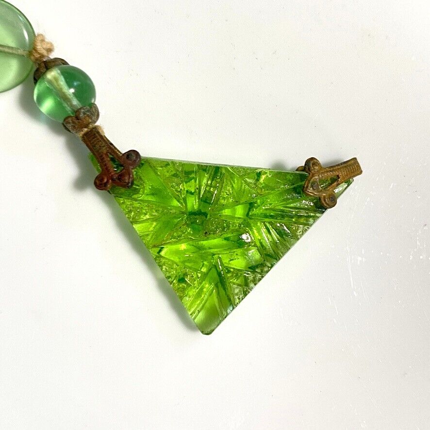 Early 1900s Green Glass Beaded Jewelry Parts Clasp Pendant Germany Bracelet