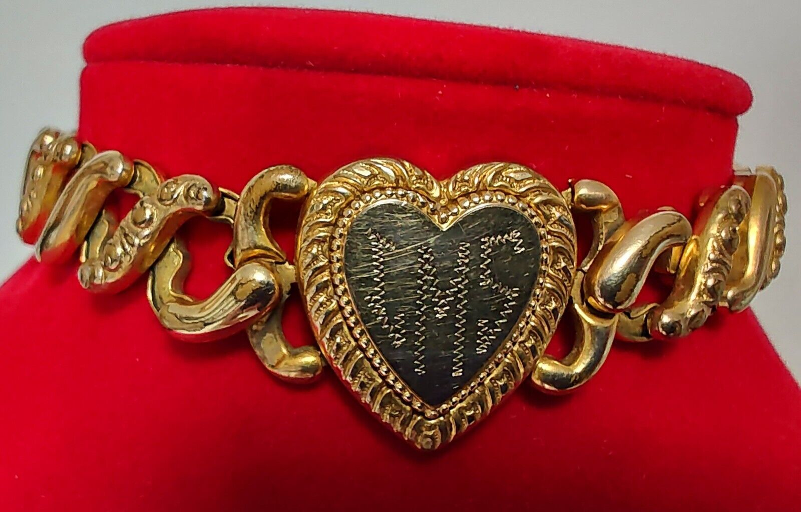 Antique Gold Filled American Queen Sweet Heart Pittman & Keeler Bracelet 1900s