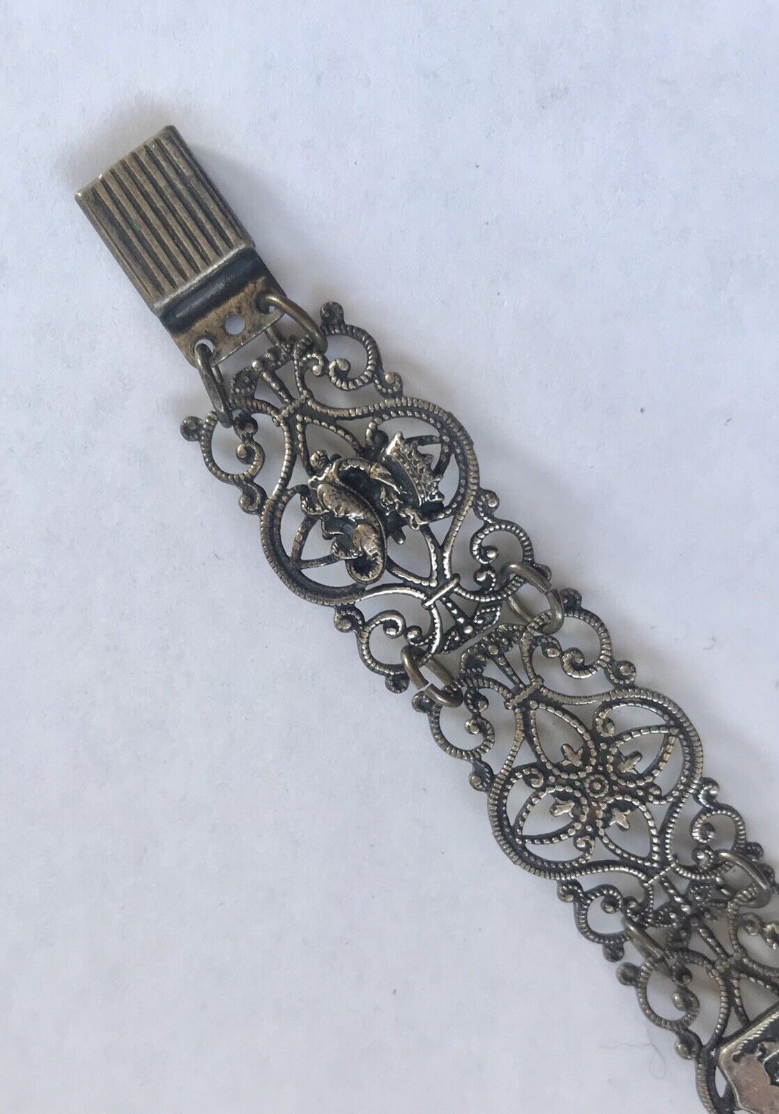1900's French Chateau de Blois Souvenir Bracelet  Fleur de Lis Dragon Swan