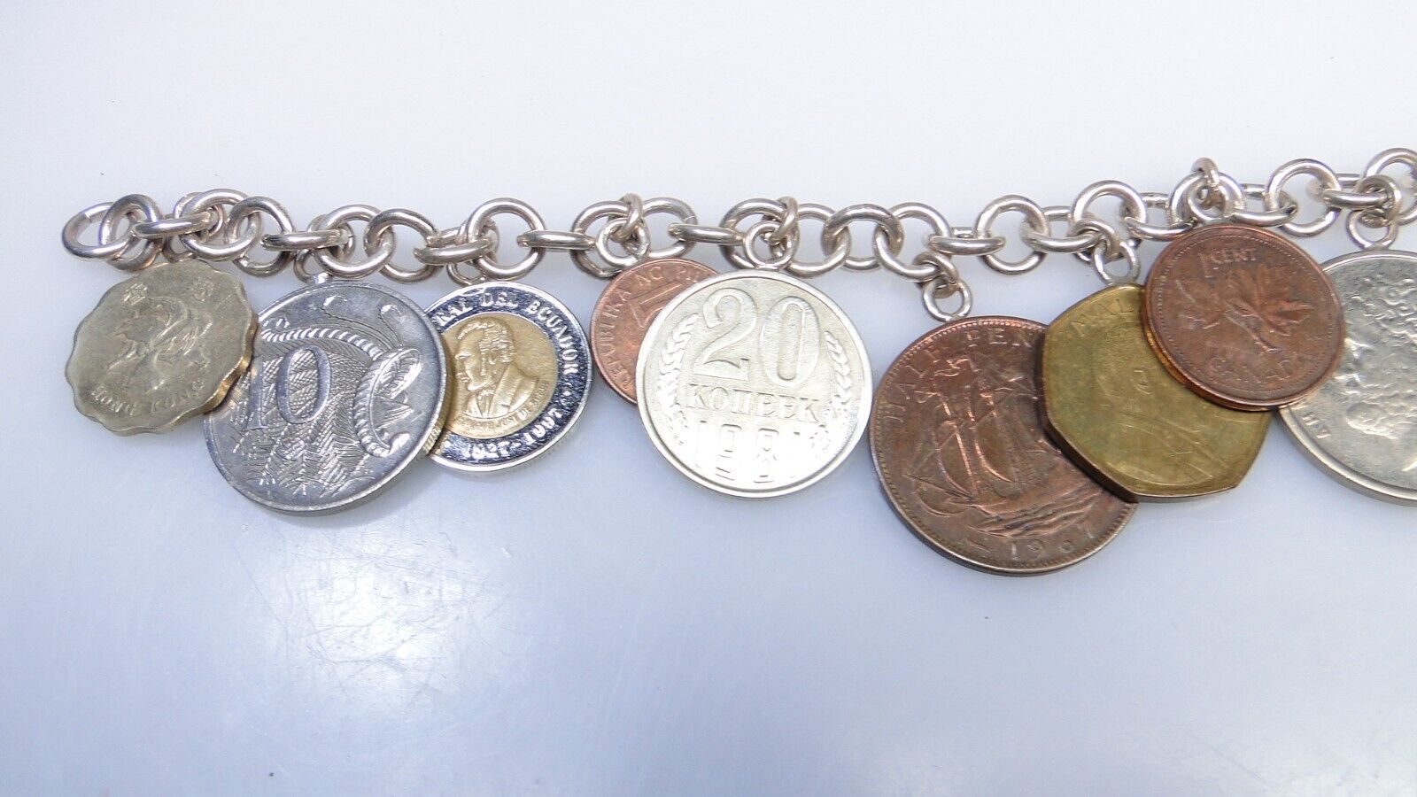 Vintage Coin Bracelets 1900s Silver 40s Foreign Coins 4pc Bracelet Lot