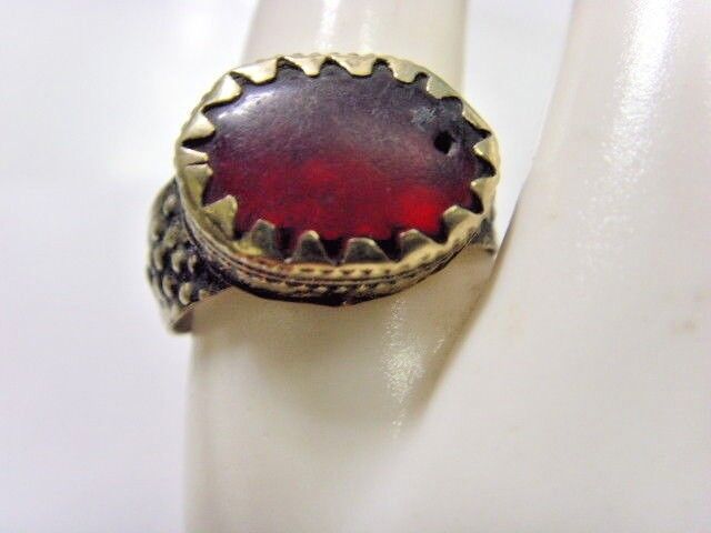 1800s antique Bedouin Nomad tribal ring 9.5 size central Asia religious 50227