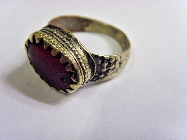 1800s antique Bedouin Nomad tribal ring 9.5 size central Asia religious 50227