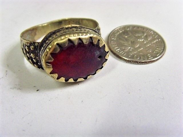 1800s antique Bedouin Nomad tribal ring 9.5 size central Asia religious 50227
