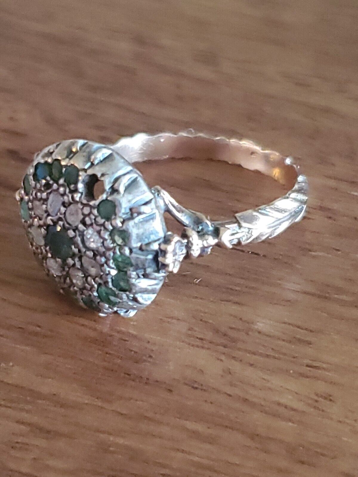 .80 Ct. Super RARE 1800s 14K GOLD EMERALD & ROUGH CUT DIAMOND RING SZ-8 #217