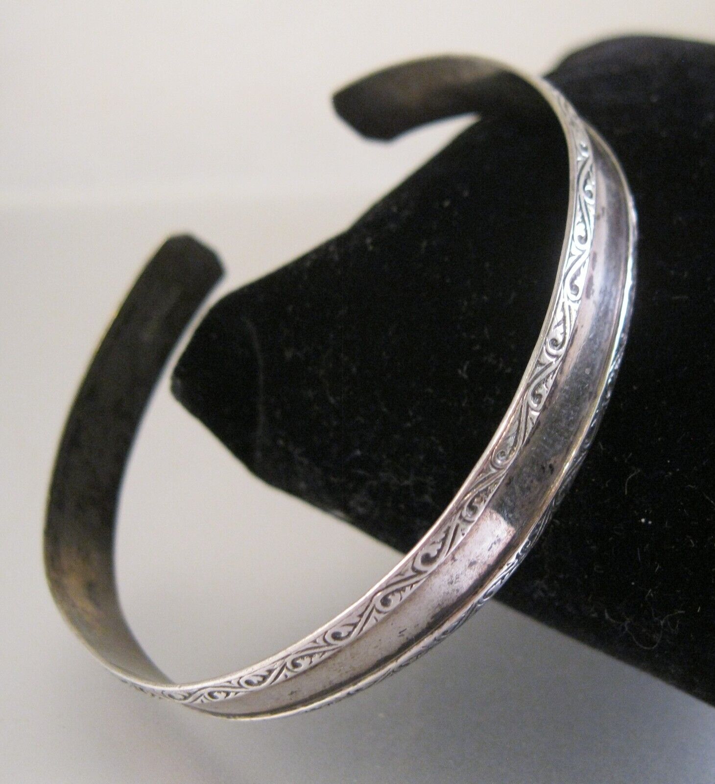 Antique 1900's Sterling Silver Cuff Bracelet Adjustable Large Size