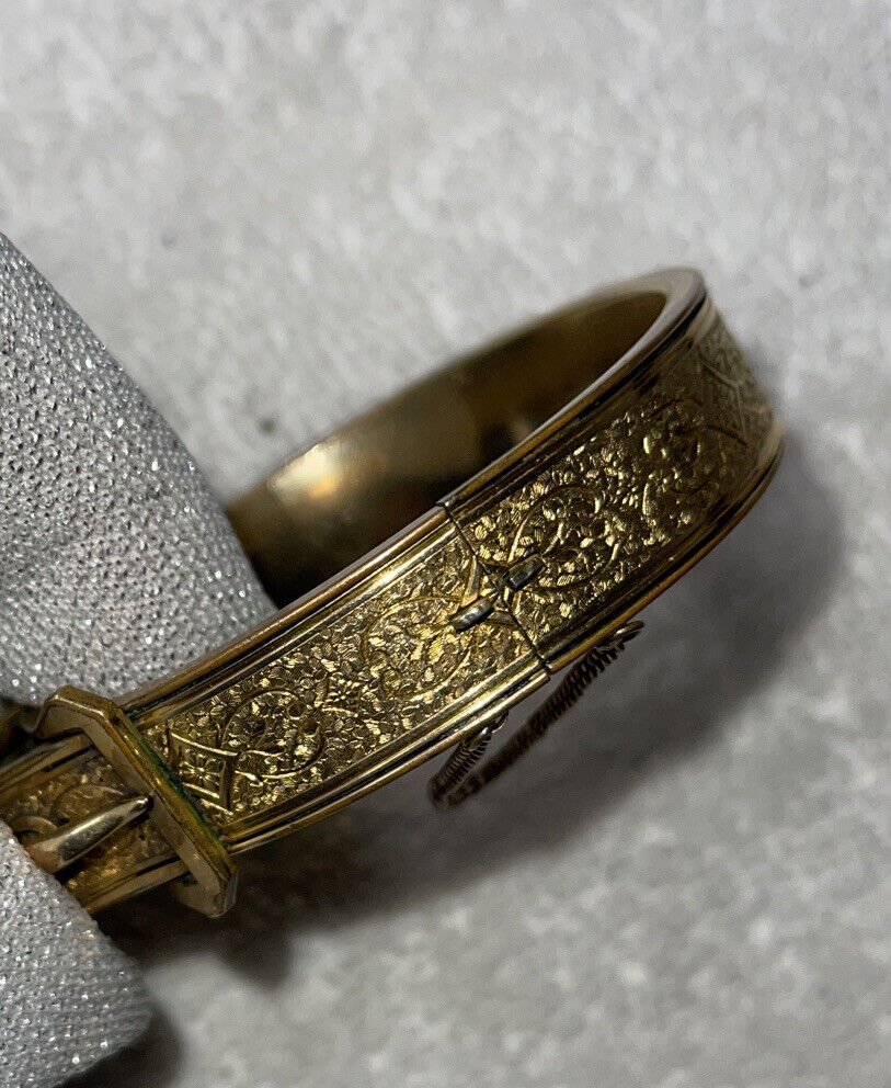 Early 1900s PS Co 10k Gold Filled Taille D'epargne Belt Buckle Motif Bangle