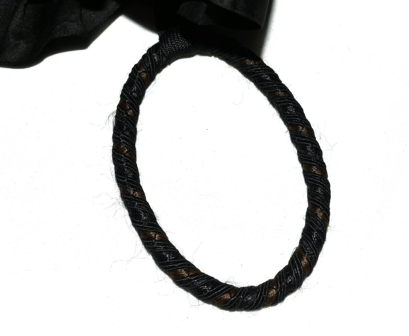 Early 1900's Black Sheared Rabbit Fur Silk Lined Bracelet Ring Hand Warmer Muff 