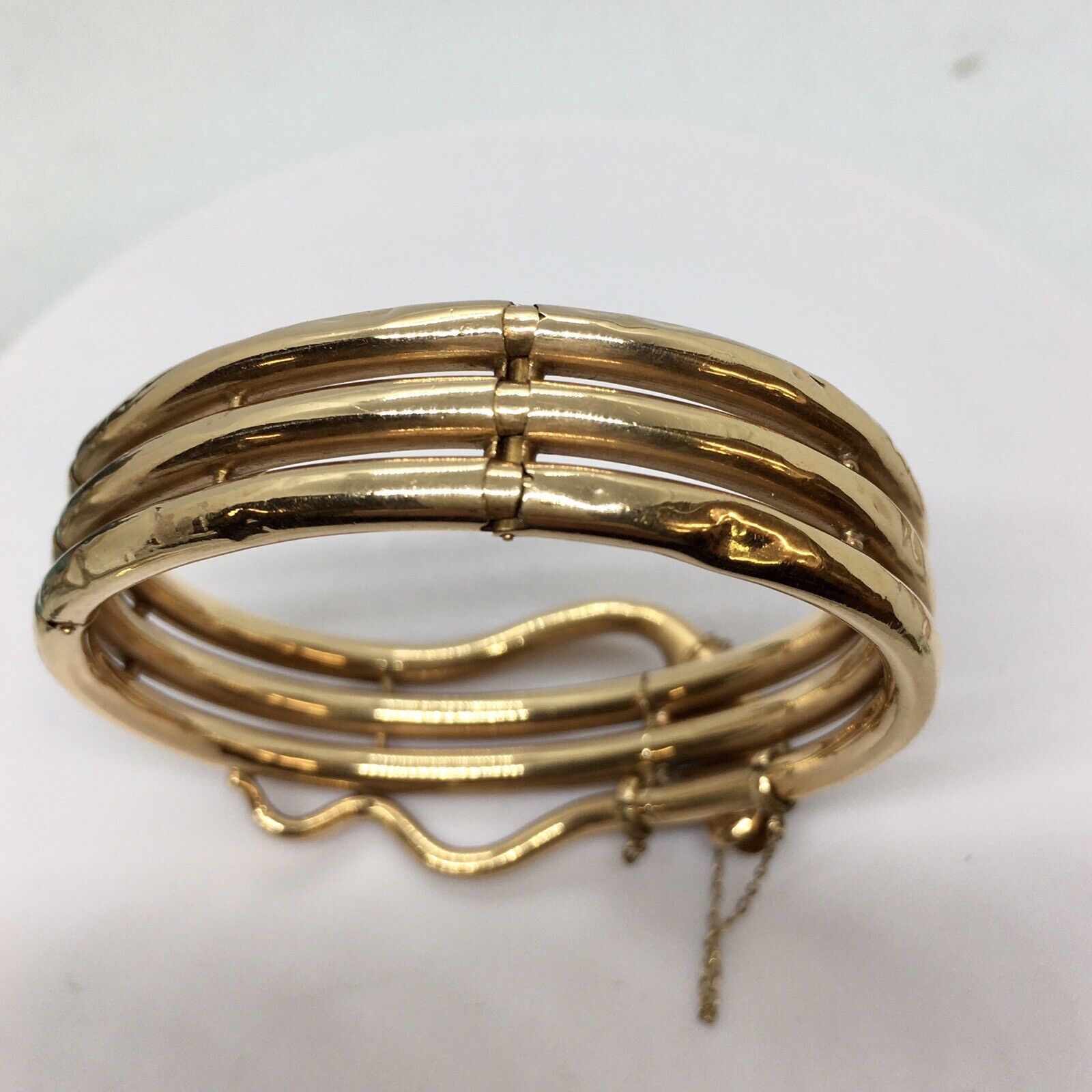 Edwardian Diamond Emerald Bangle Snake Bracelet Silver 14K Gold American  1900s