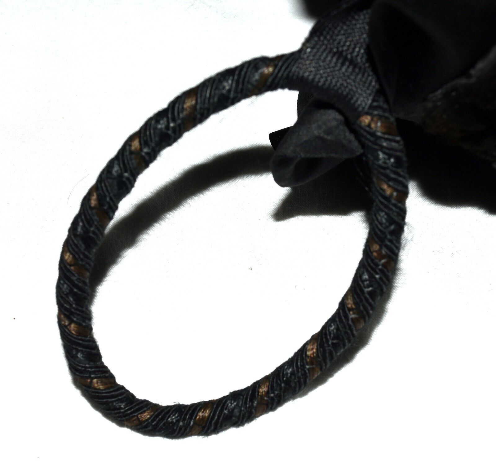 Early 1900's Black Sheared Rabbit Fur Silk Lined Bracelet Ring Hand Warmer Muff 