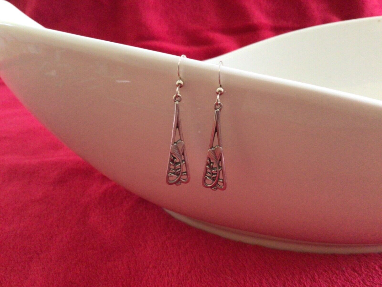 sterling silver 1900s filigree Art Nouveau salt spoon earrings custom made