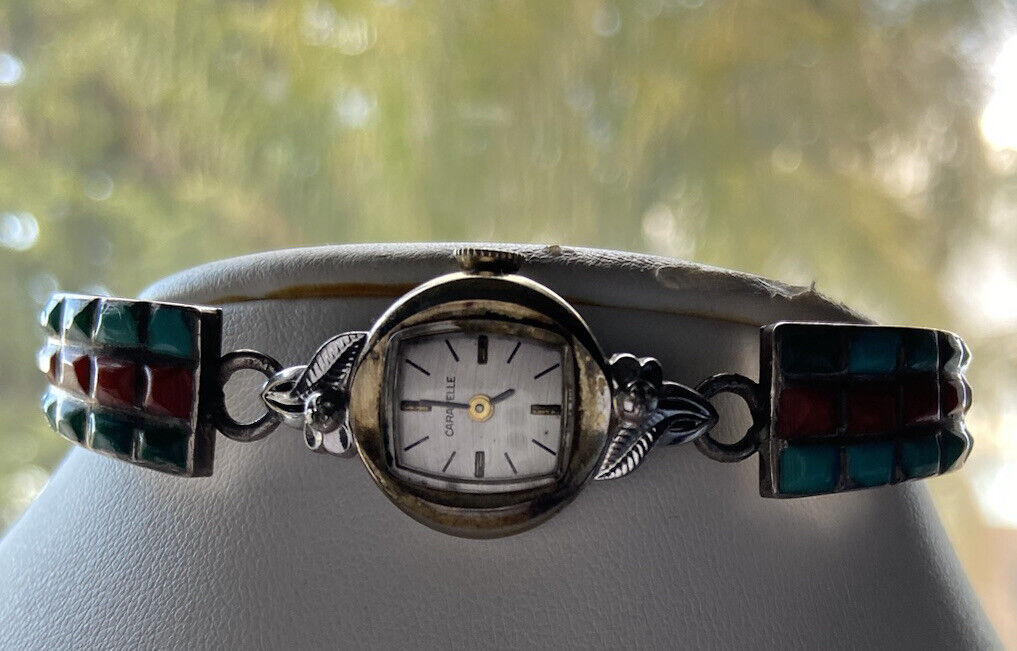 Mid 1900s  Native American Expandable Watch By Zuni Sterling Silver