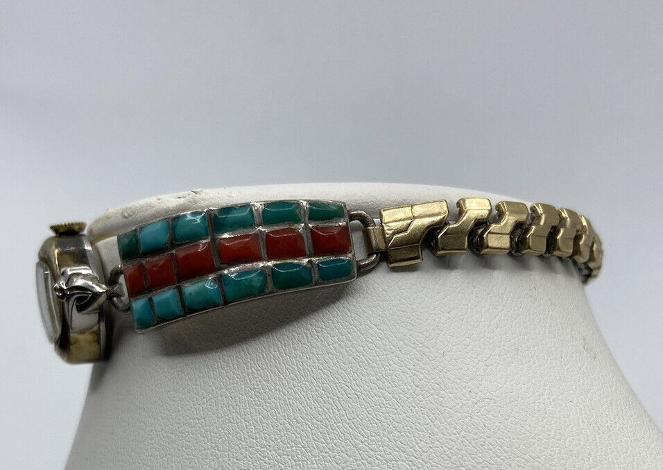 Mid 1900s  Native American Expandable Watch By Zuni Sterling Silver