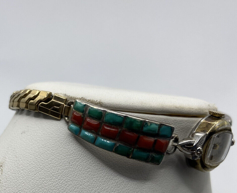 Mid 1900s  Native American Expandable Watch By Zuni Sterling Silver