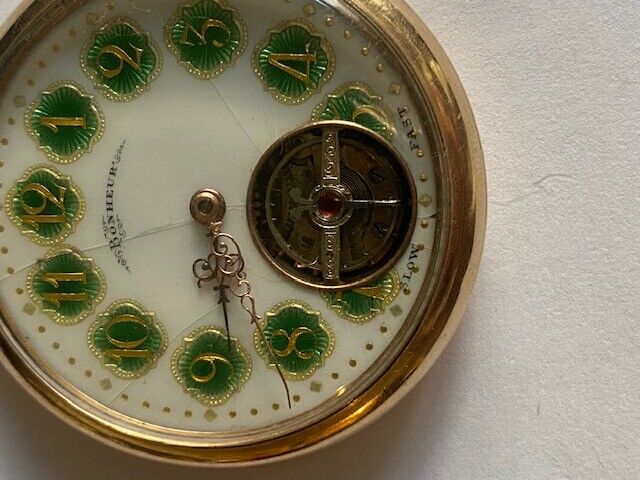 ANTIQUE BONHEUR MENS POCKET WATCH SWISS 1900's RUNNING BUT THE H NOT MOVE