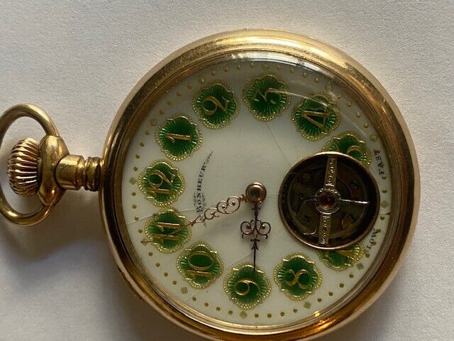 ANTIQUE BONHEUR MENS POCKET WATCH SWISS 1900's RUNNING BUT THE H NOT MOVE