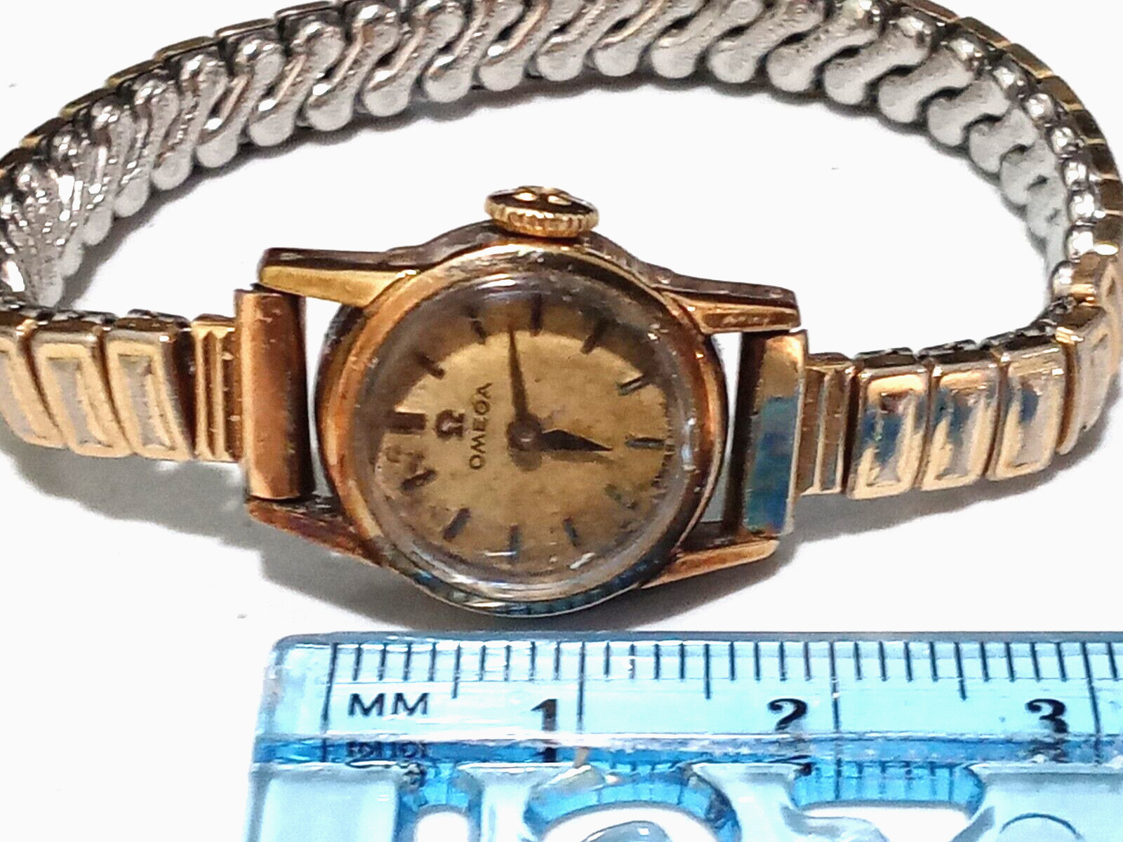 Omega 1900s Vintage 15mm Patina Gold tone Manual Swiss RUNS loose crown