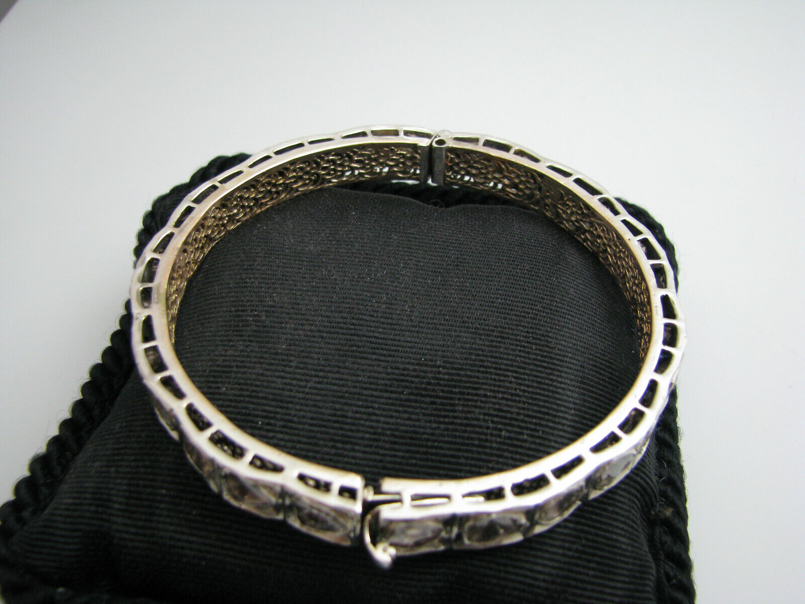 a1016 Vintage Unique 1800's Single Rose Cut Diamonds Silver Gold Bangle Bracelet