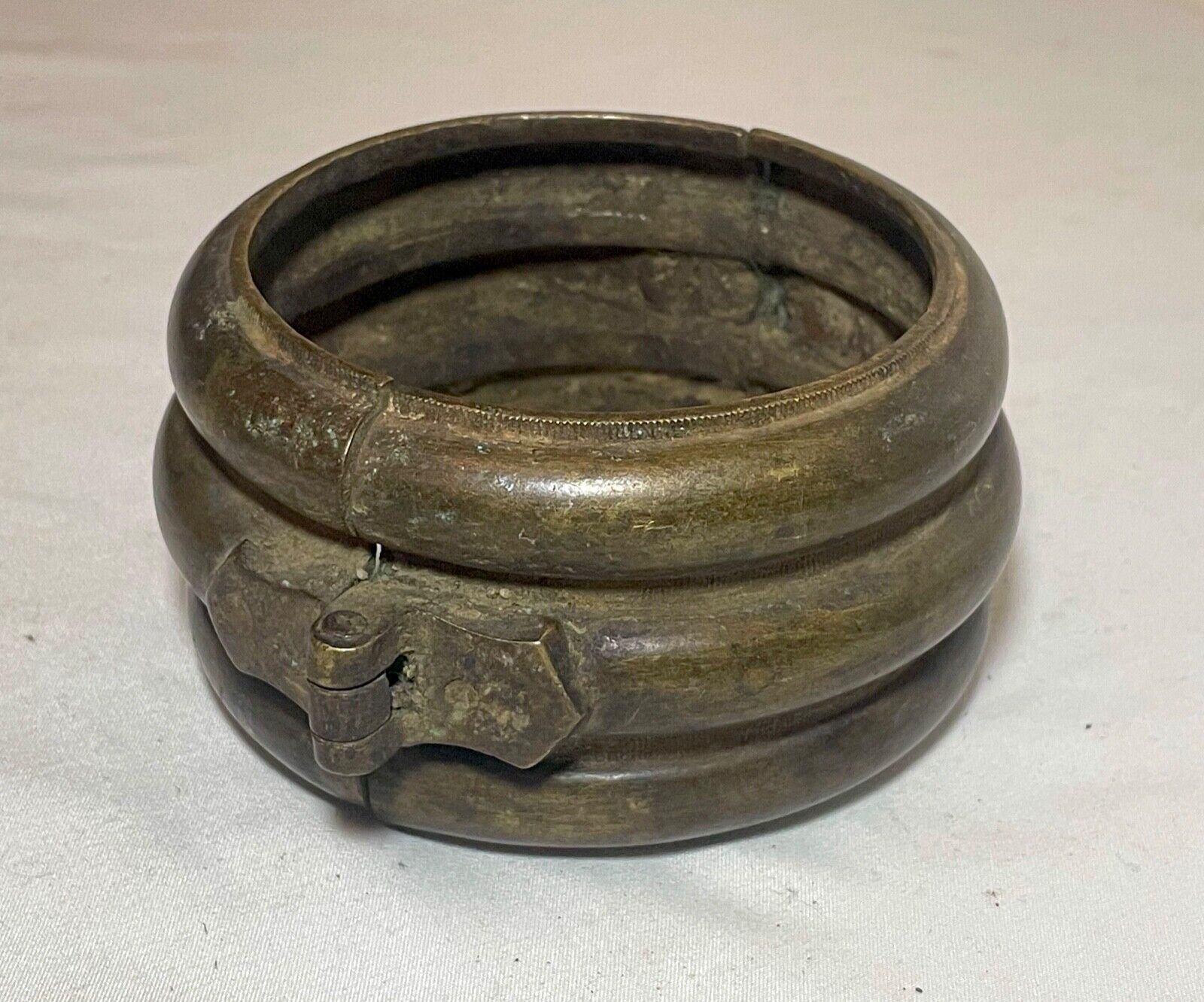 1800s Antique African Niger Baoulé Dogon Bronze Manilla Currency hinged Bracelet