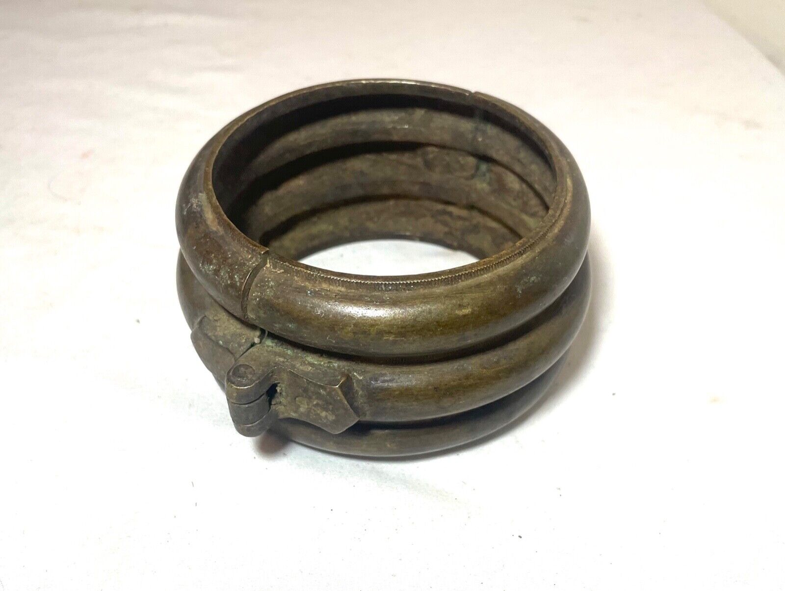 1800s Antique African Niger Baoulé Dogon Bronze Manilla Currency hinged Bracelet