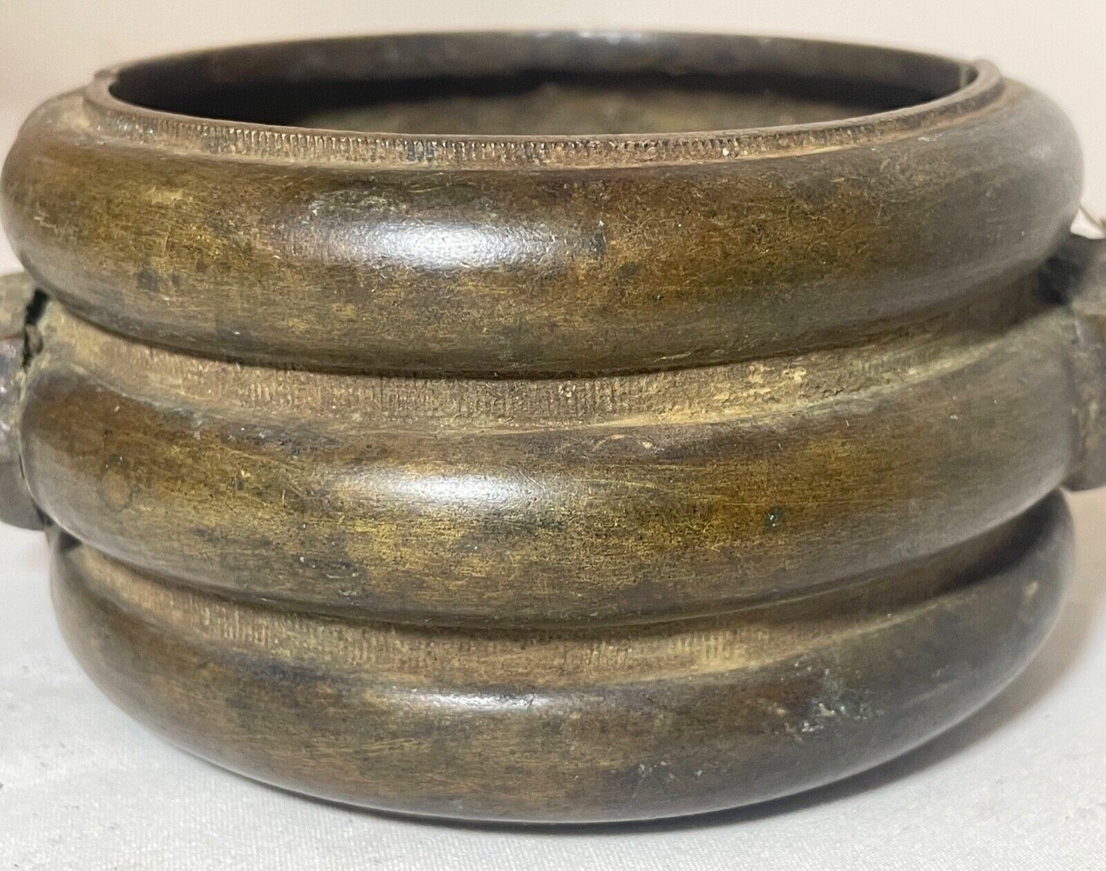 1800s Antique African Niger Baoulé Dogon Bronze Manilla Currency hinged Bracelet