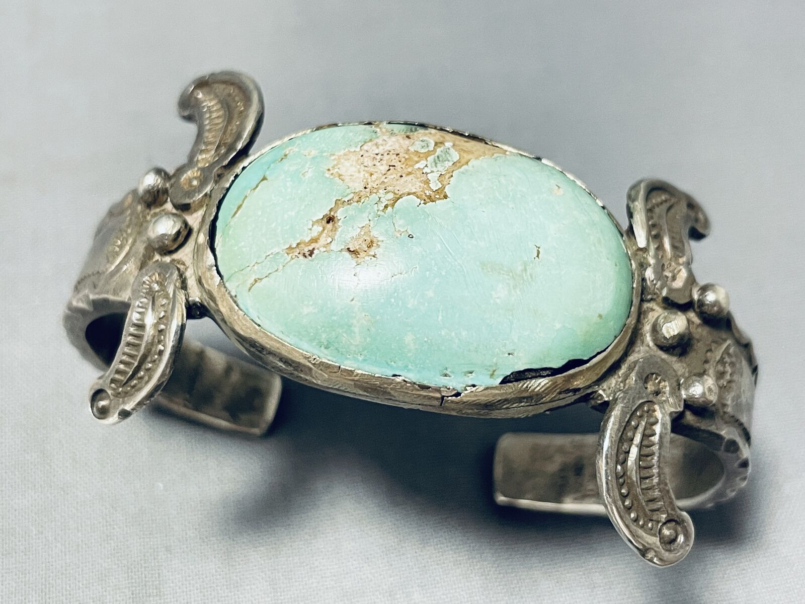 LATE 1800'S/ 1900'S VINTAGE NAVAJO TURQUOISE INGOT SILVER BRACELET