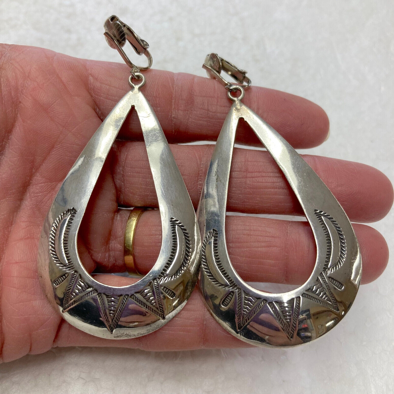 Ike Wilson Navajo Early 1900’s Rare Collectible Handmade Sterling Earrings