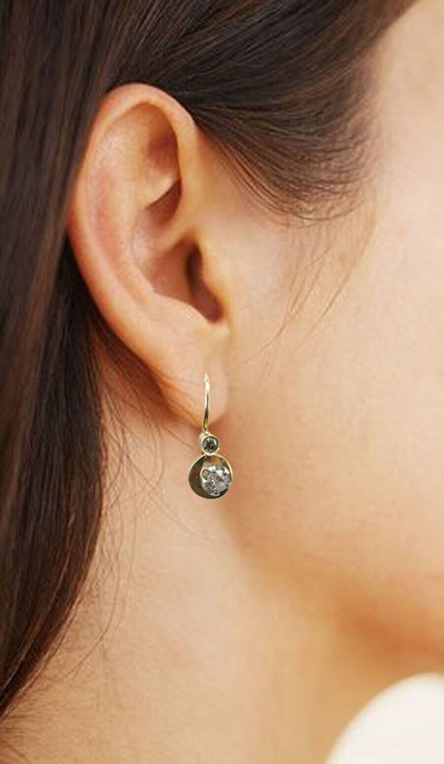Antique 1900's Diamonds 14k Yellow Gold Super Cute Earrings