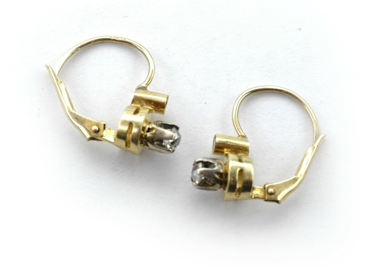 Antique 1900's Diamonds 14k Yellow Gold Super Cute Earrings
