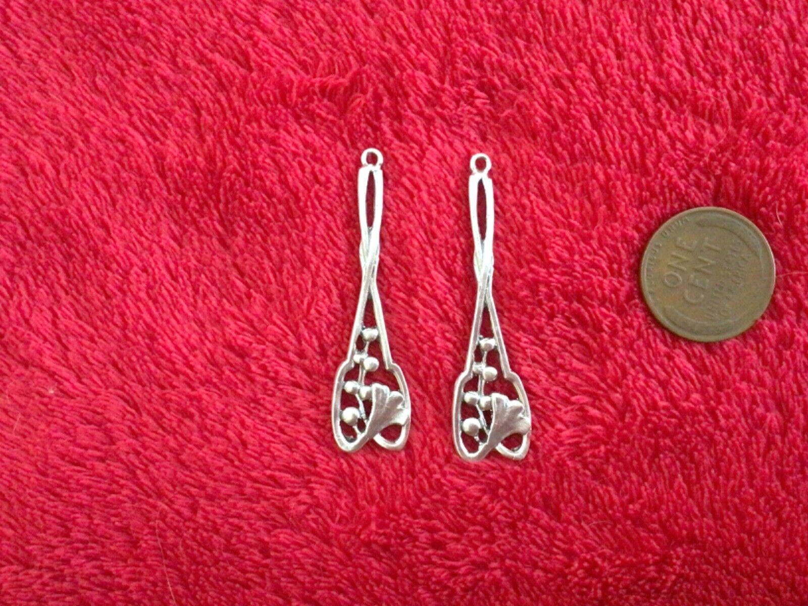 sterling silver 1900s filigree Art Nouveau floral salt spoon earrings custom