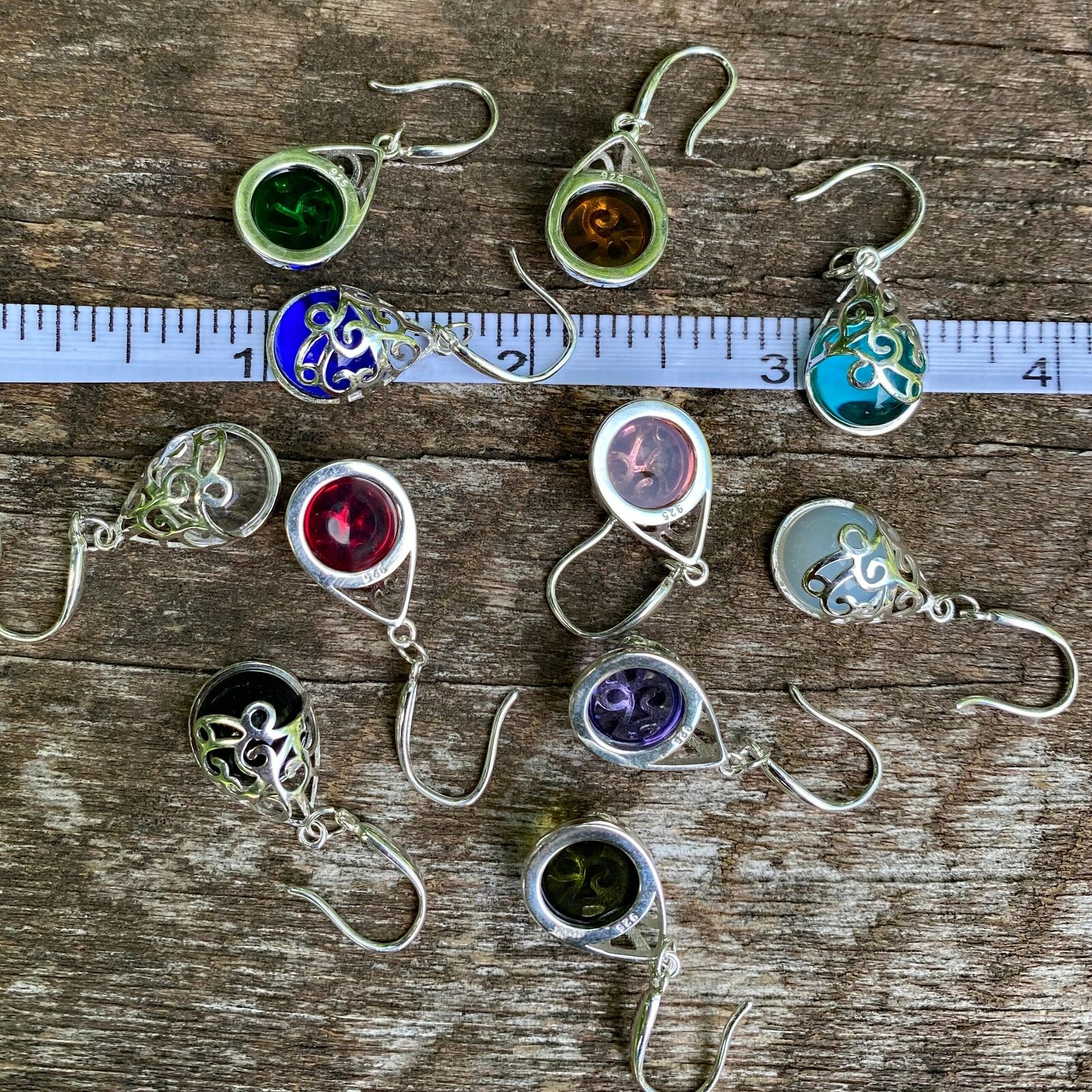 Recycled Early 1900's Purple Medicine Bottle Sterling Silver Teardrop Earring