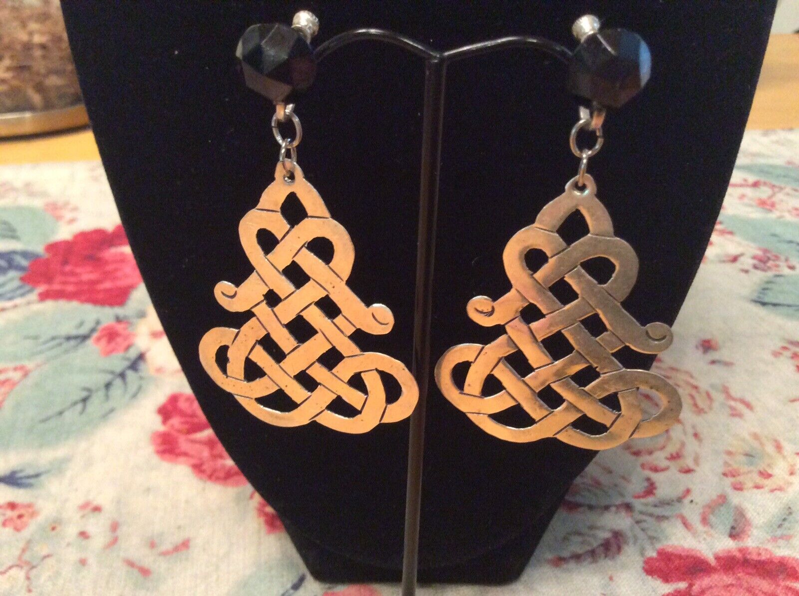 1900s Sterling Carved Mourning Knot Earrings With Onyx?