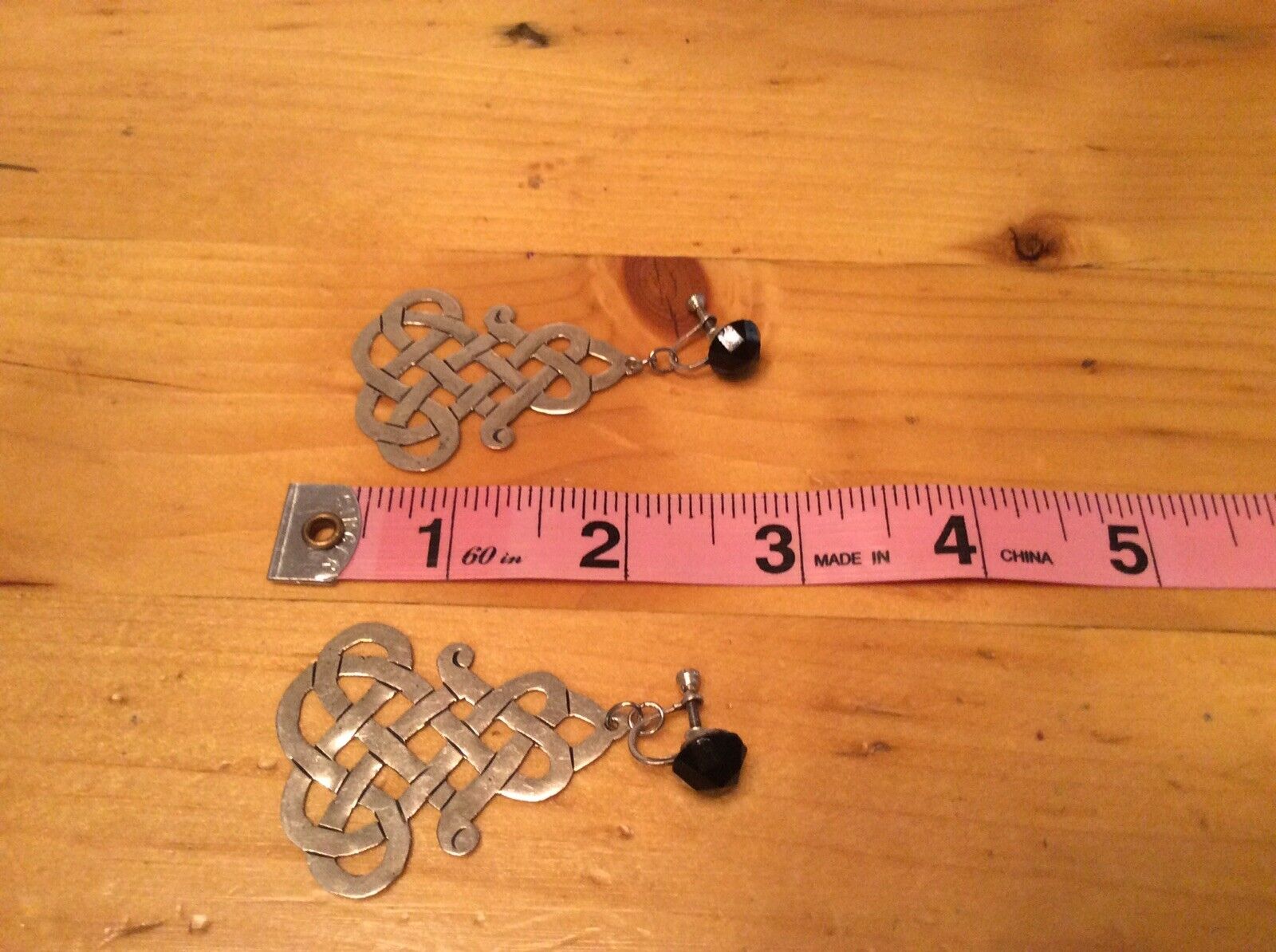1900s Sterling Carved Mourning Knot Earrings With Onyx? 