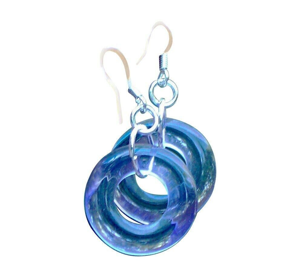 Recycled Early 1900's Amethyst Bottle Glass Hoop Earrings