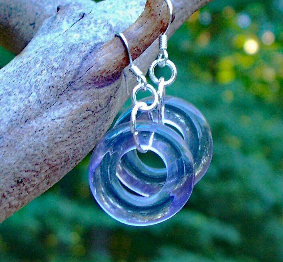 Recycled Early 1900's Amethyst Bottle Glass Hoop Earrings
