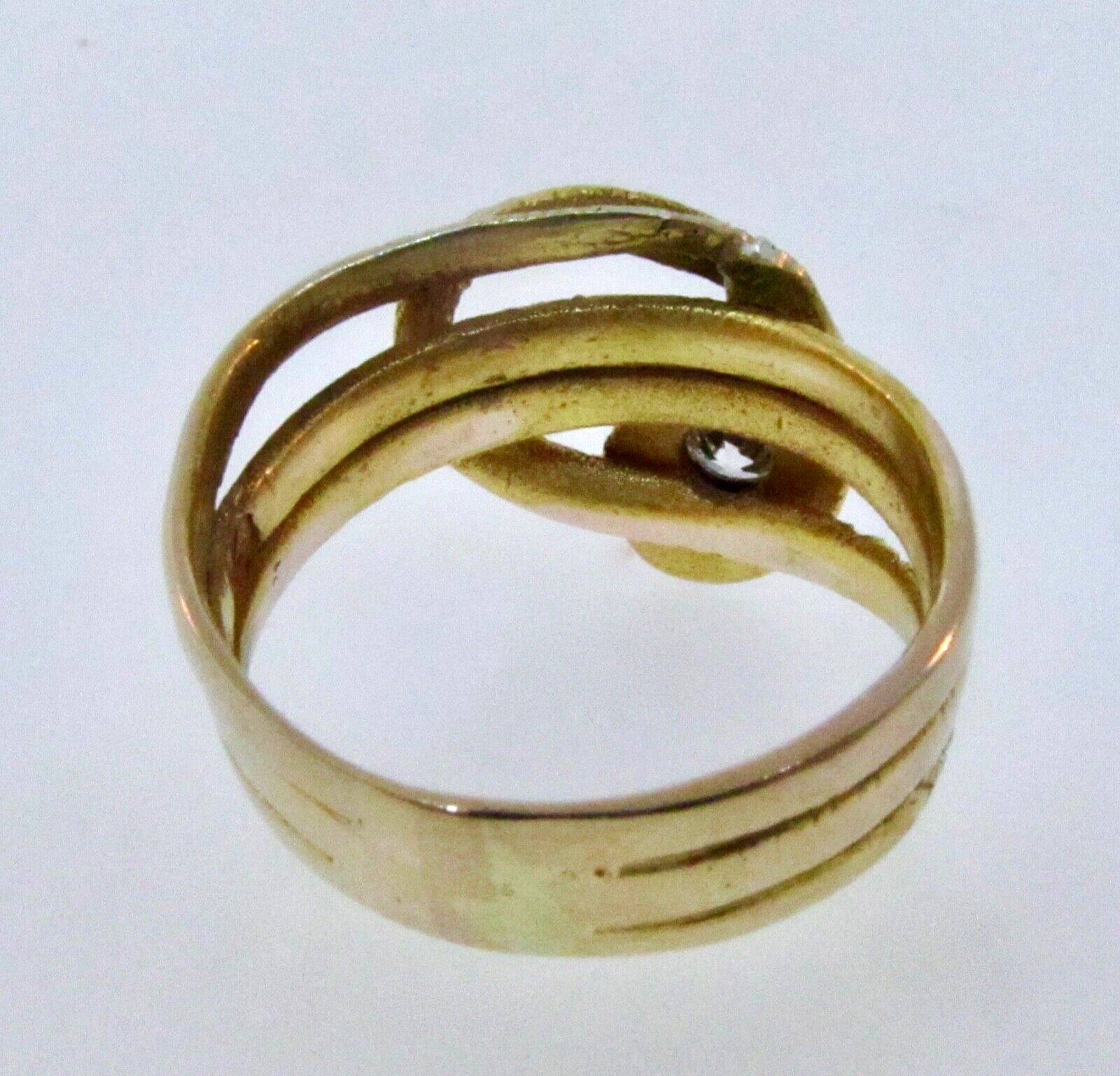 Antique 1800's Victorian 14k Yellow Gold Diamond Snake Serpent Ring