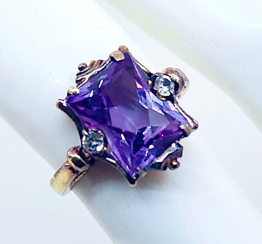 Antique Victorian 1800's 10k Rose Gold Synthetic Alexandrite & Paste Ring