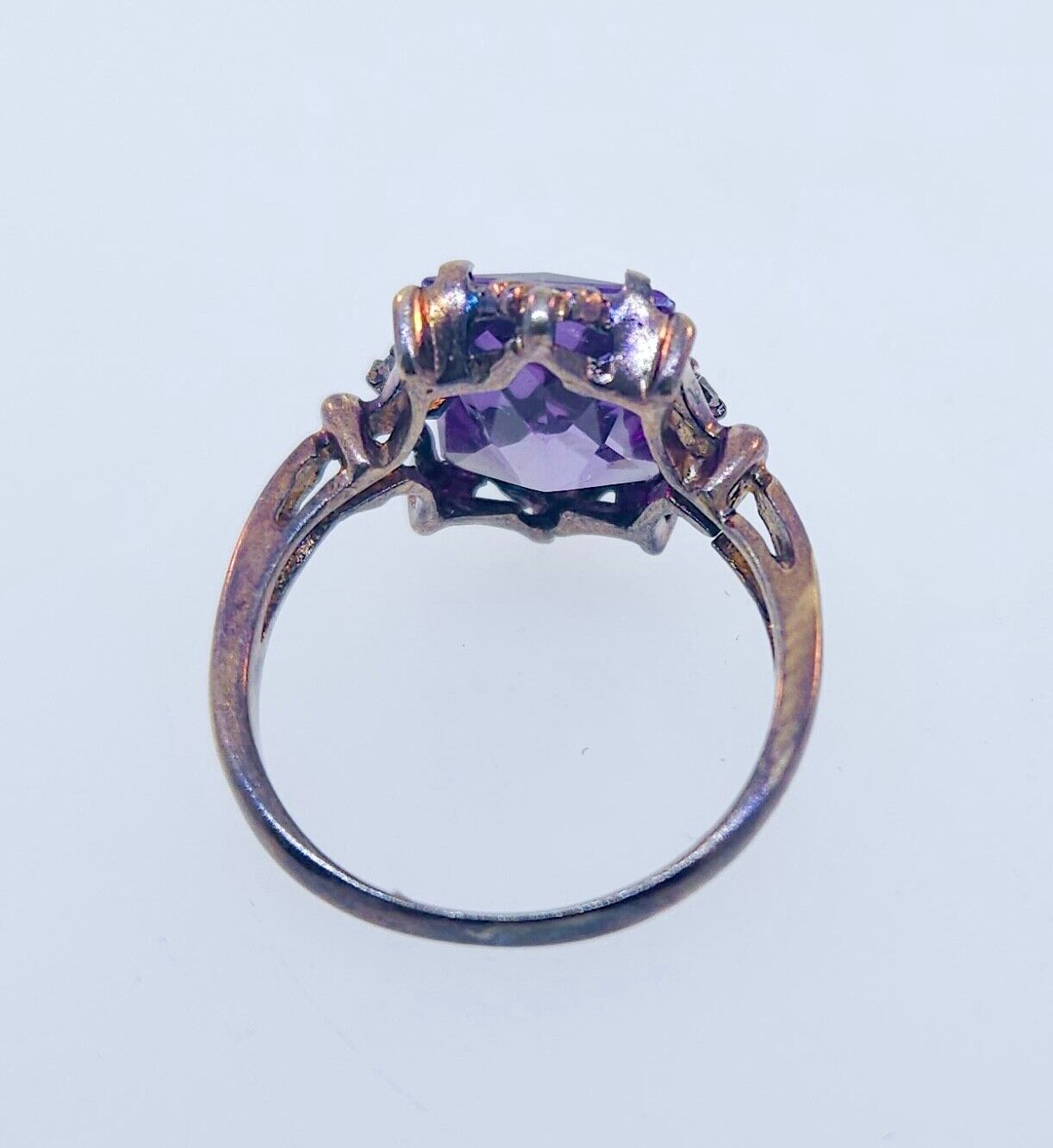 Antique Victorian 1800's 10k Rose Gold Synthetic Alexandrite & Paste Ring