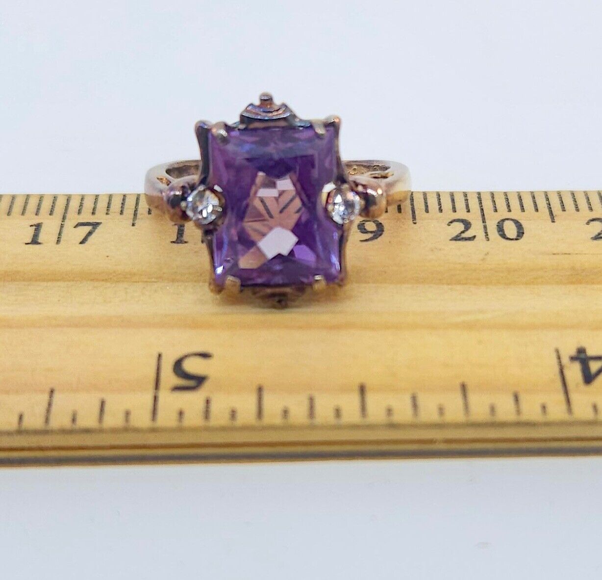 Antique Victorian 1800's 10k Rose Gold Synthetic Alexandrite & Paste Ring